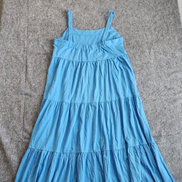 Lilly Pulitzer Miri Midi Dress Lunar Blue Women's L Tiered Adjustable Resort NWT - Picture 2 of 10